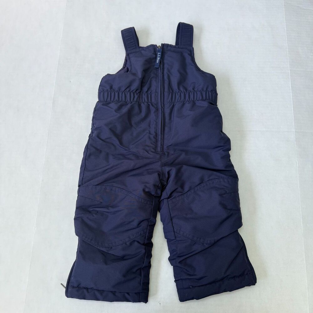 LL Bean Toddler Size 2T Insulated Bib Ski Snow Pants Snowsuit Grow Cuffs Blue